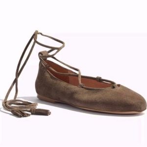 Madwell Suede Lace Up Ballerina Flats